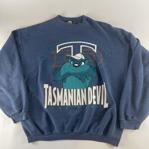 Vintage Tazmanian Devil Men's‎ XL Sweater Blue Looney Toons H.L. Miller Gold